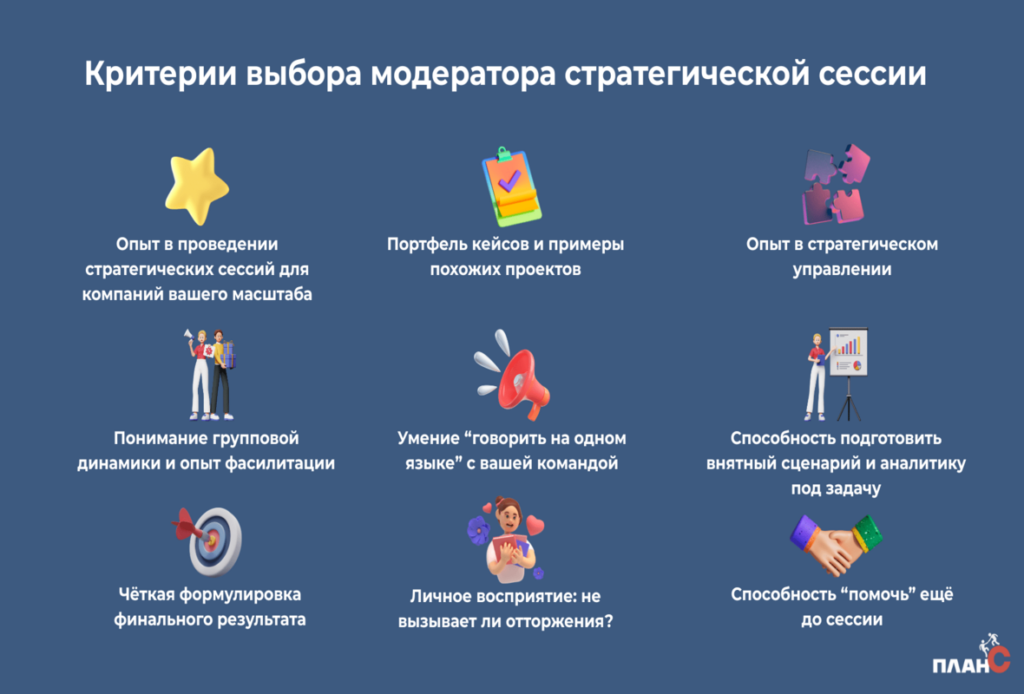 Критерии выбора модератора/фасилитатора стратегической сессии
